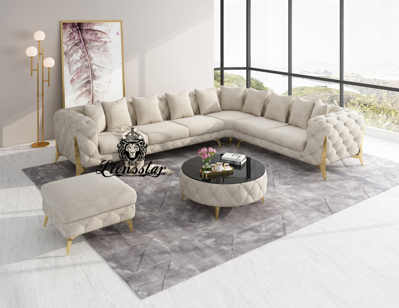 Luxus Designer Wohnlandschaft L-Form Loft-Stil Honeycomb | Lionsstar GmbH