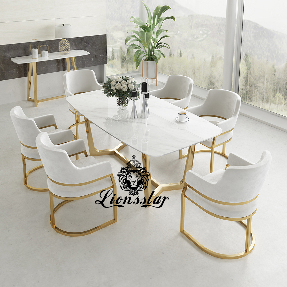 Luxus Esstisch Set Brandon Edel Metall Design