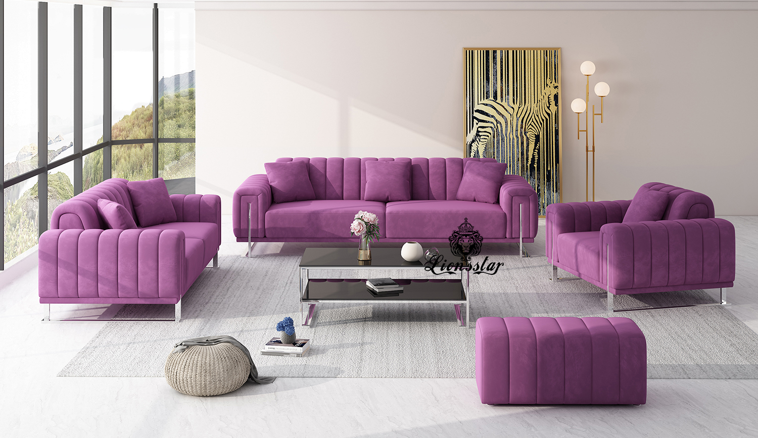  Luxus Designer Sofa Loft Style Stripes