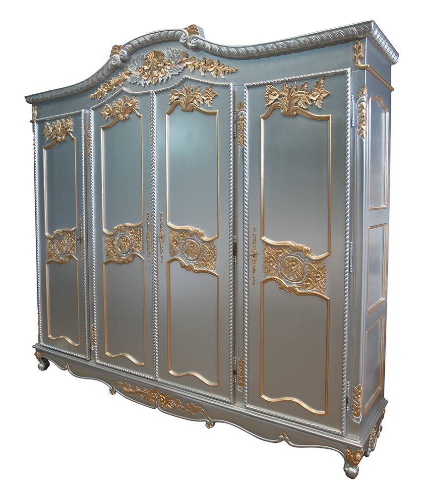 Barock Schrank Weiß-Gold 4 Doors 