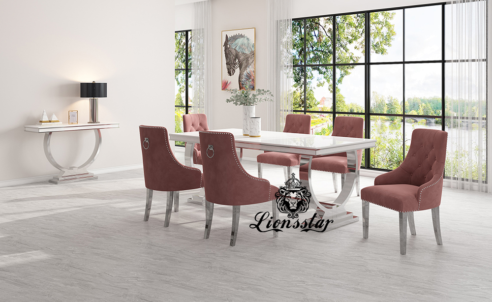 Luxus Esstisch Set Loft Design Silver