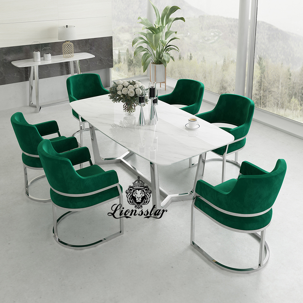 Luxus Esstisch Set Brandon Edel Metall Design