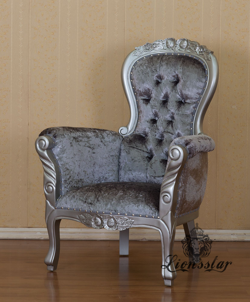 Grandfather Chair Mahagoni Silber