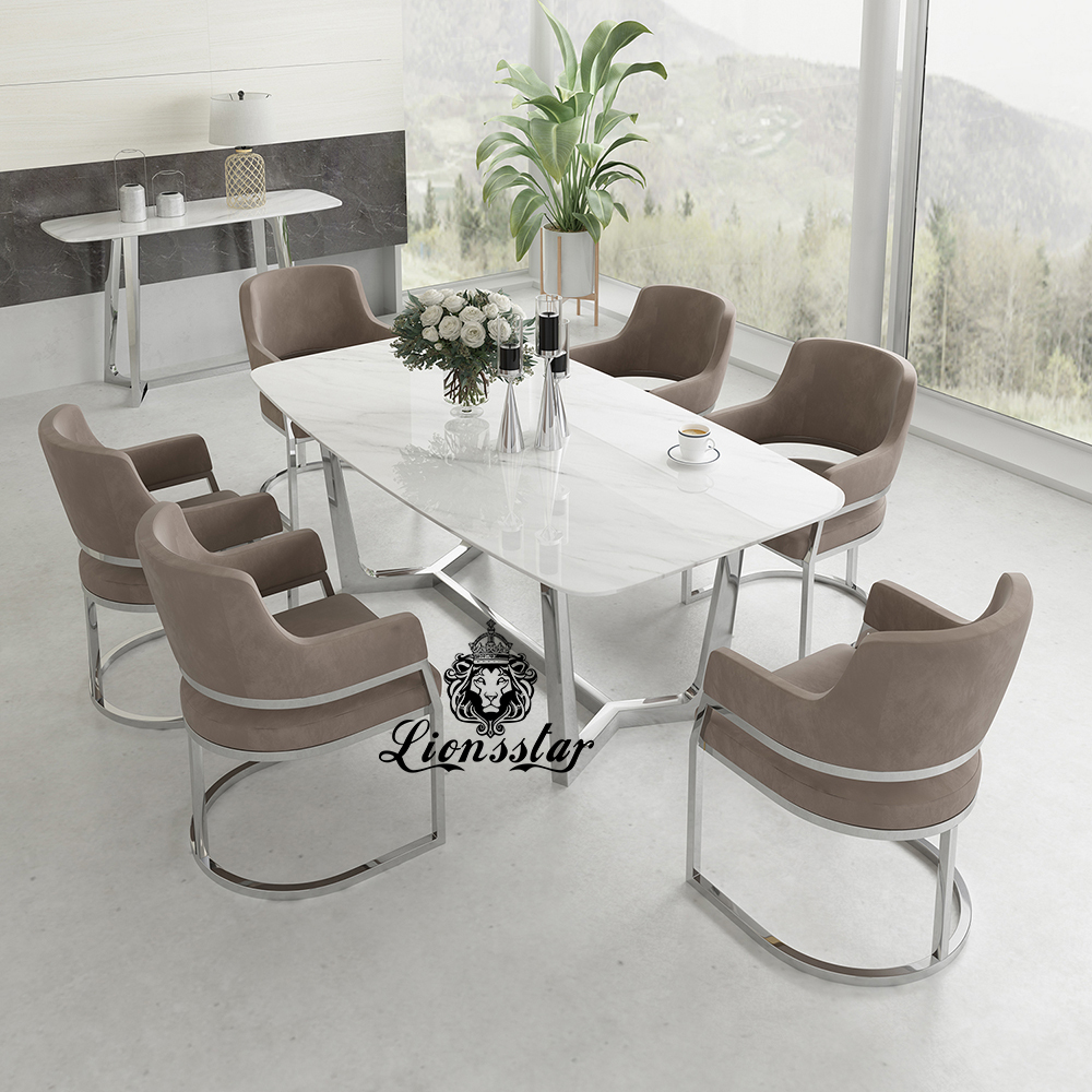 Luxus Esstisch Set Brandon Edel Metall Design