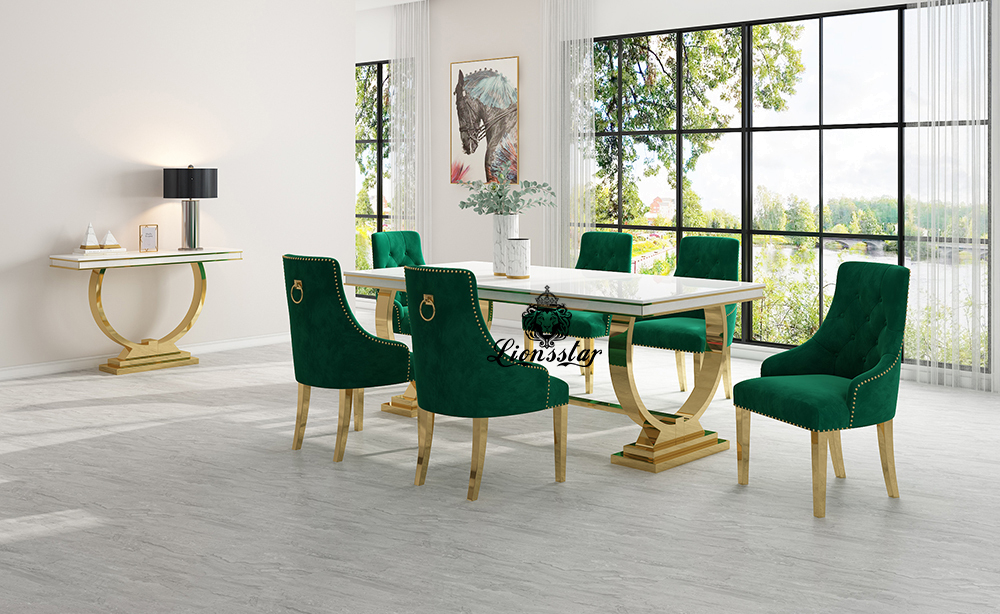 Luxus Esstisch Set Loft Design Gold