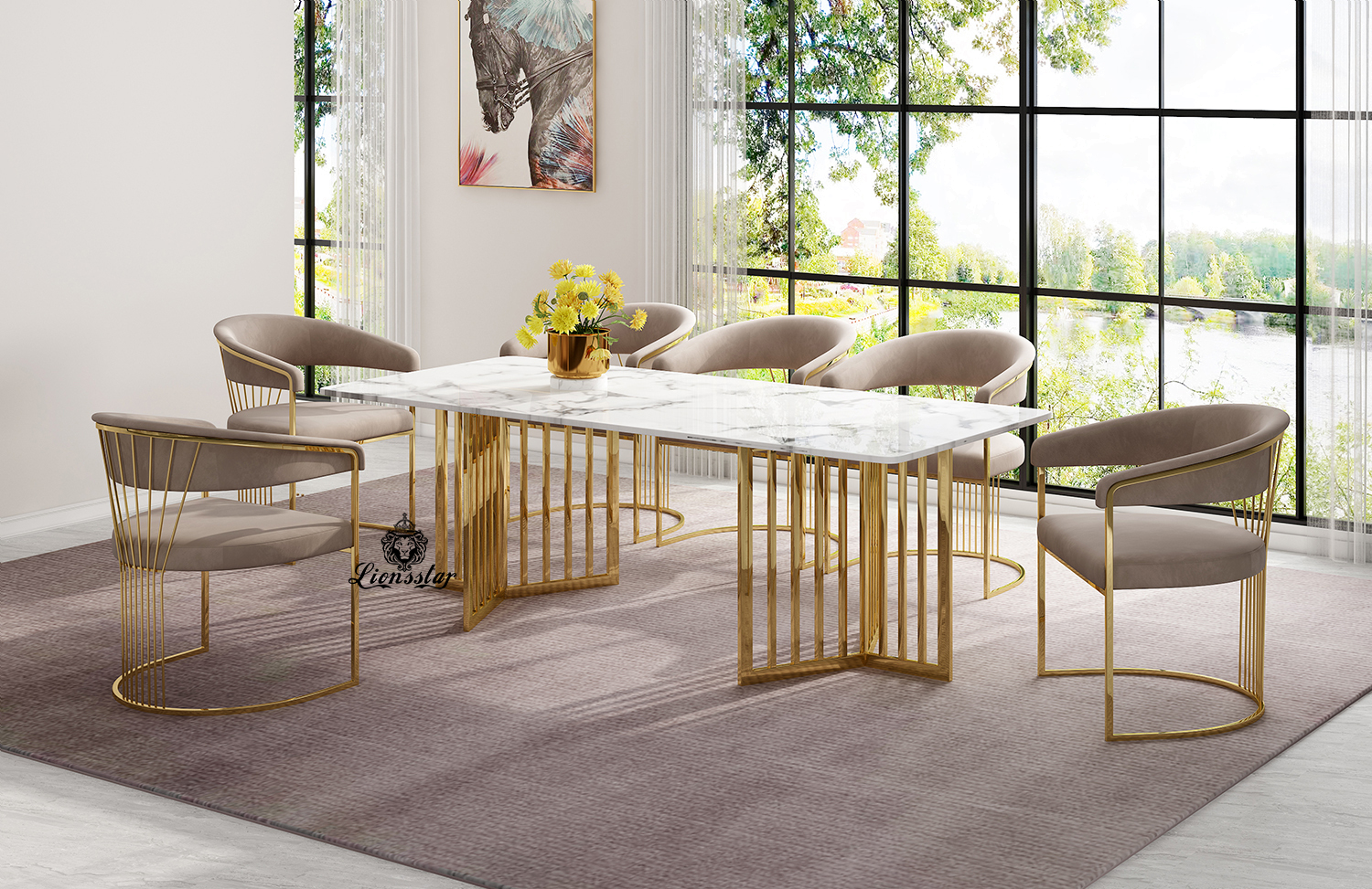 Luxus Stuhl Edel Metall Design Stripes