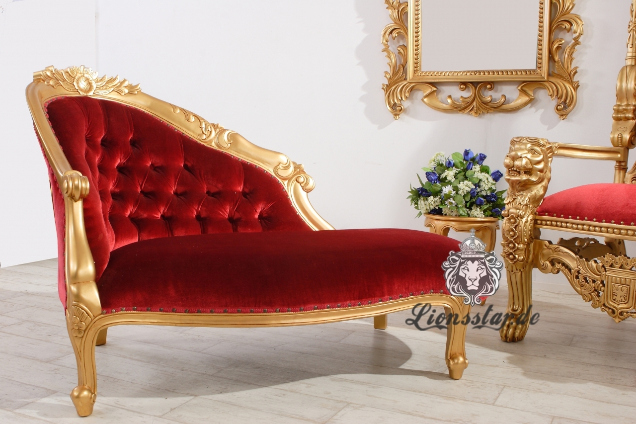 Luxus Recamiere Rococo Gold-Rot