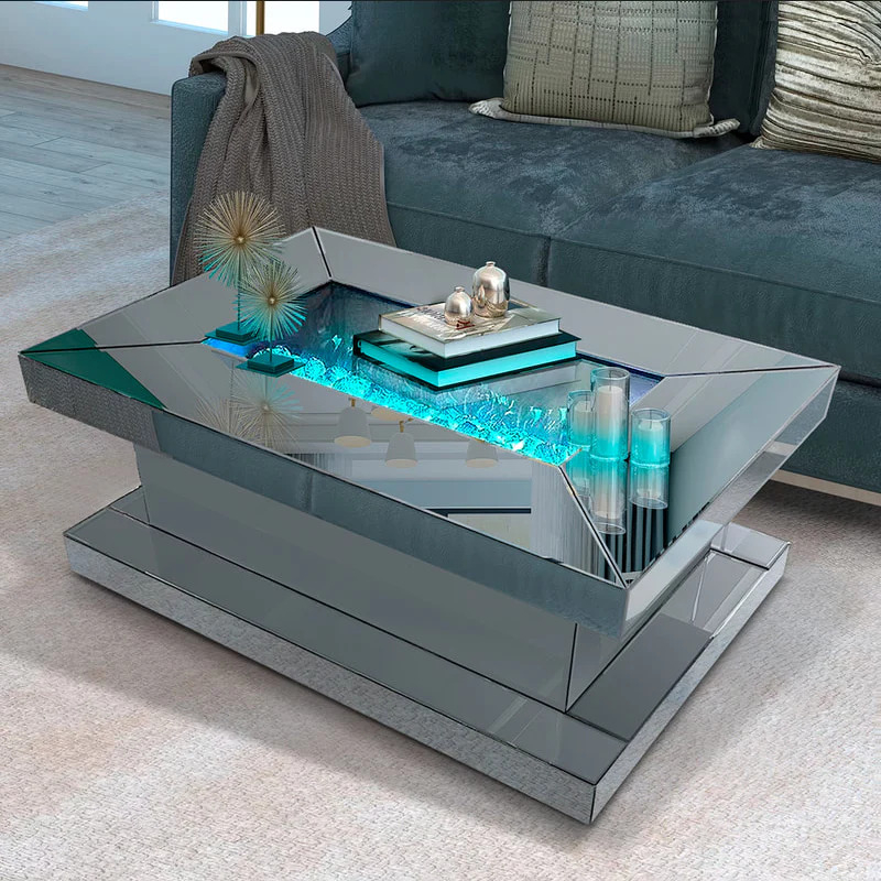 Luxus Designer Couchtisch Silver Spiegel glass Industry