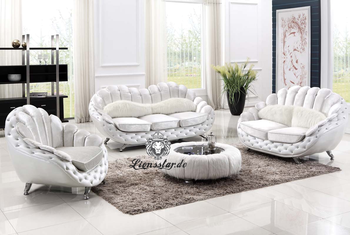 Luxus Couchgarnitur extravagant in weiß Luxus Couchgarnitur extravagant in weiß