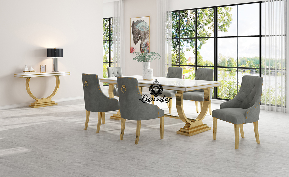 Luxus Esstisch Set Loft Design Gold Luxus Esstisch Set Loft Design Gold