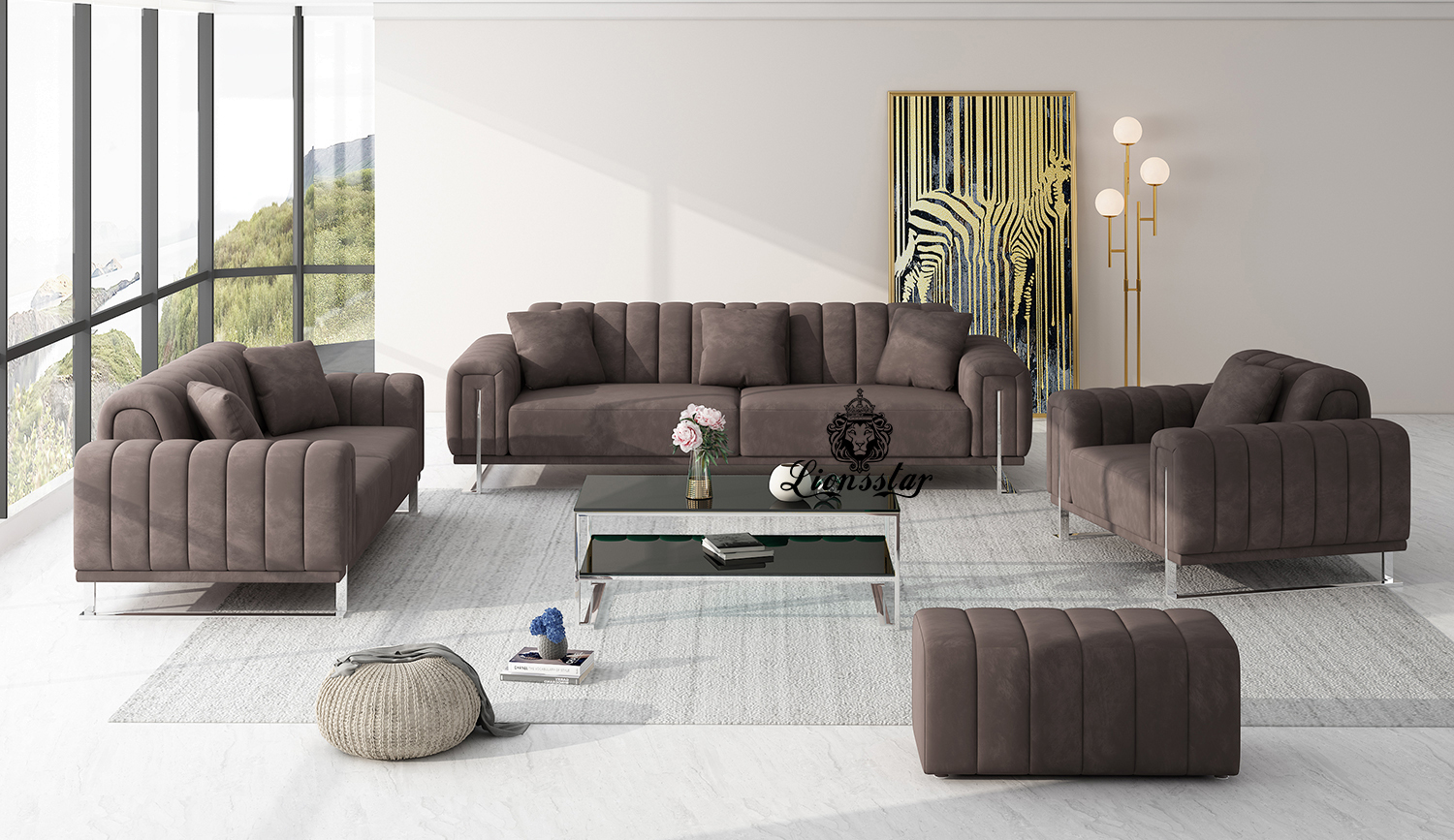  Luxus Designer Sofa Loft Style Stripes