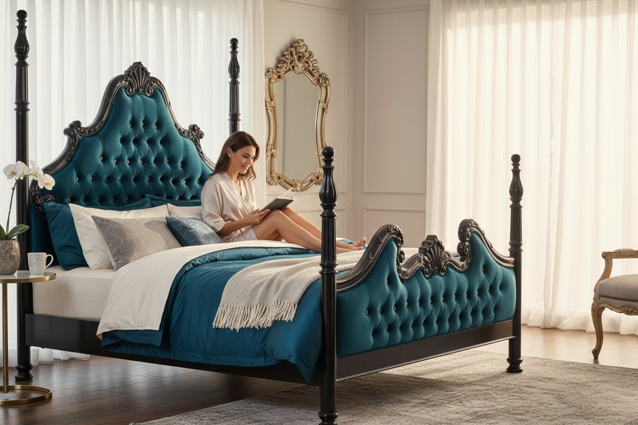 Barockbett Blaugrün Barockbett Blaugrün