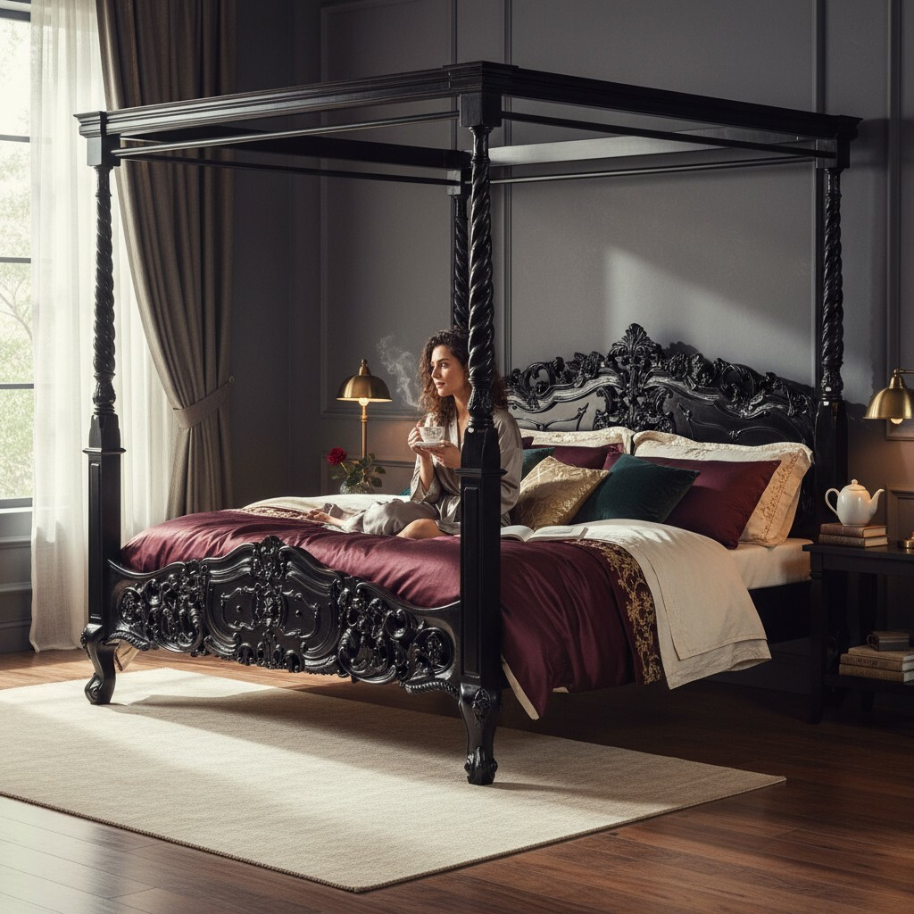 Gothic Himmelbett Schwarz Gothic Himmelbett Schwarz