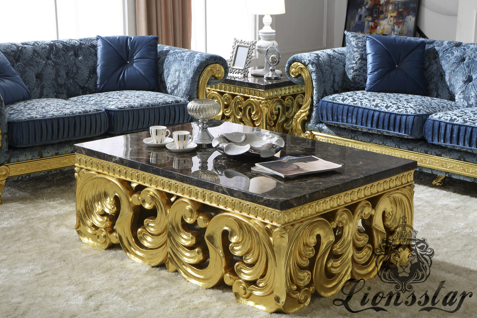 Polstersofa Barock Blau