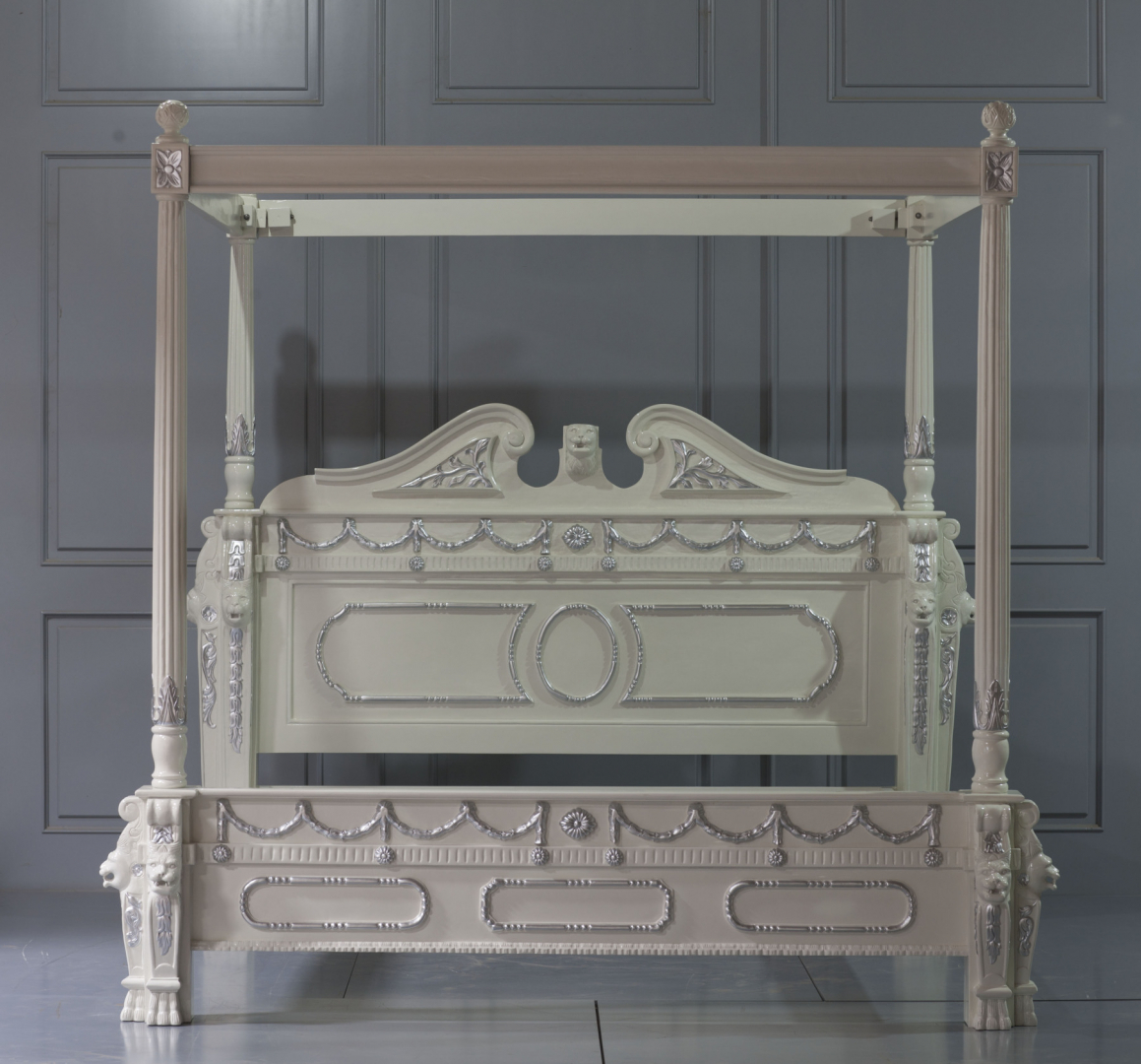 Massivholz Himmelbett-Mahagoni-Löwe