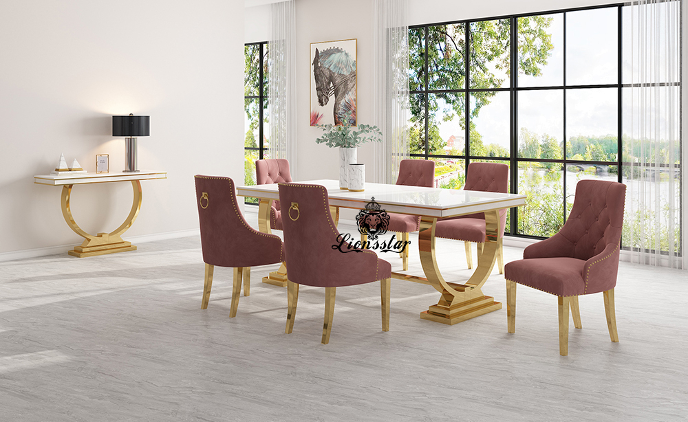 Luxus Esstisch Set Loft Design Gold | Lionsstar GmbH
