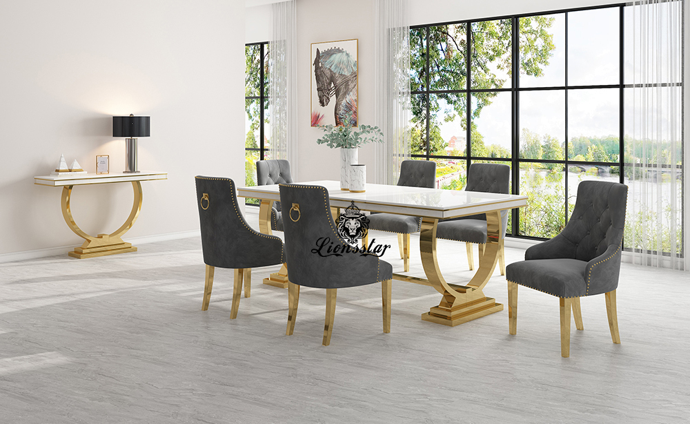 Luxus Esstisch Set Loft Design Gold Luxus Esstisch Set Loft Design Gold