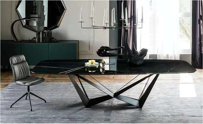 Luxus Designer Esstisch Black Steel