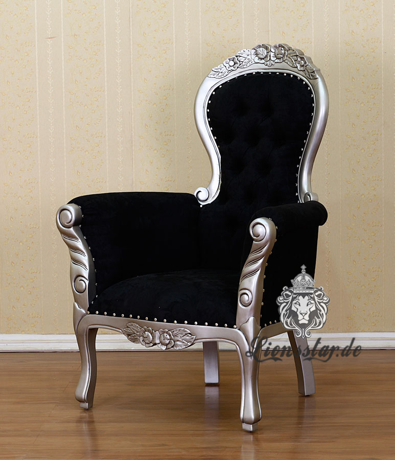 Luxus Stuhl Silber Schwarz