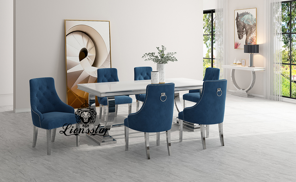 Luxus Esstisch Set Loft Design Silver Luxus Esstisch Set Loft Design Silver